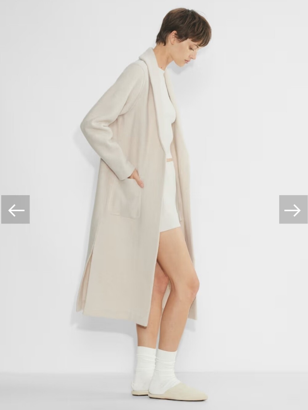 Babaton Merino Wool Long Open Shawl Jacket Pockets